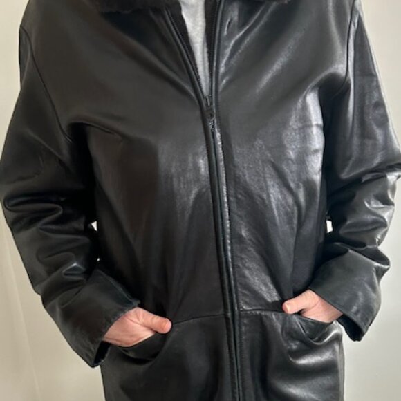 MARC NEW YORK LEATHER FUR LINED JACKET - Picture 3 of 9
